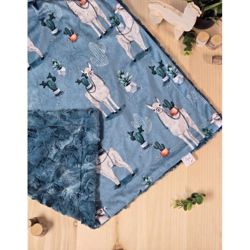 Llamas and cactus - Made to order - Blanket - Plain fur to be chosen upon reception of the printed fabric